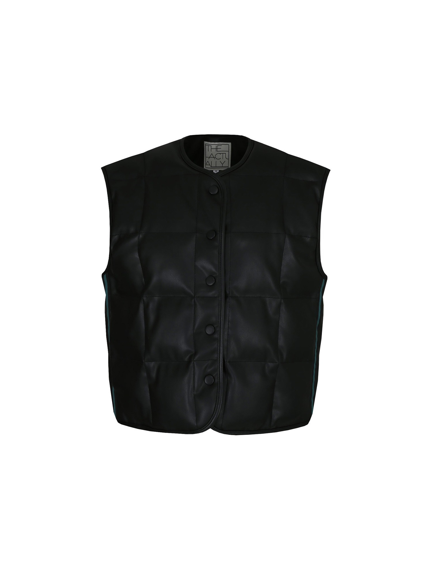 [TA212VT02P] leather quilting vest-black
