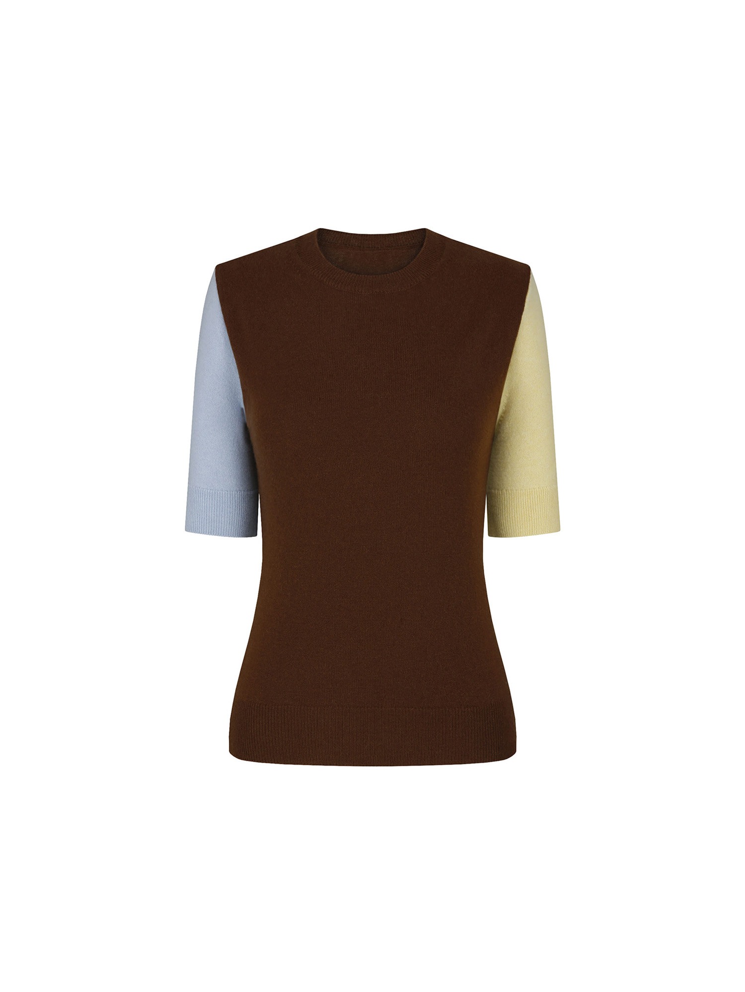 [TA221KT23P] color block cashmere knit-brown