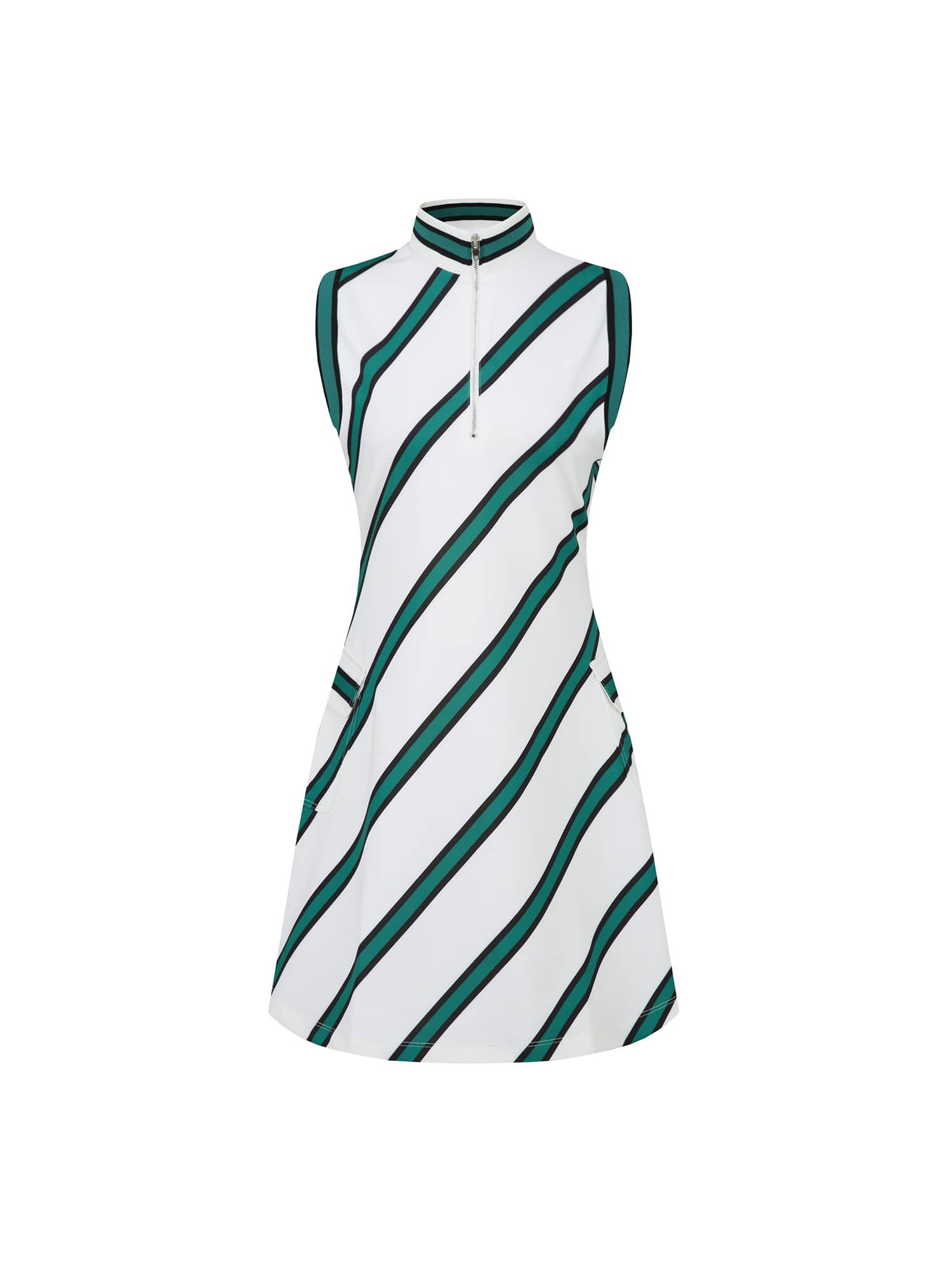 [TA221OP59P] color stripe zipup dress-green
